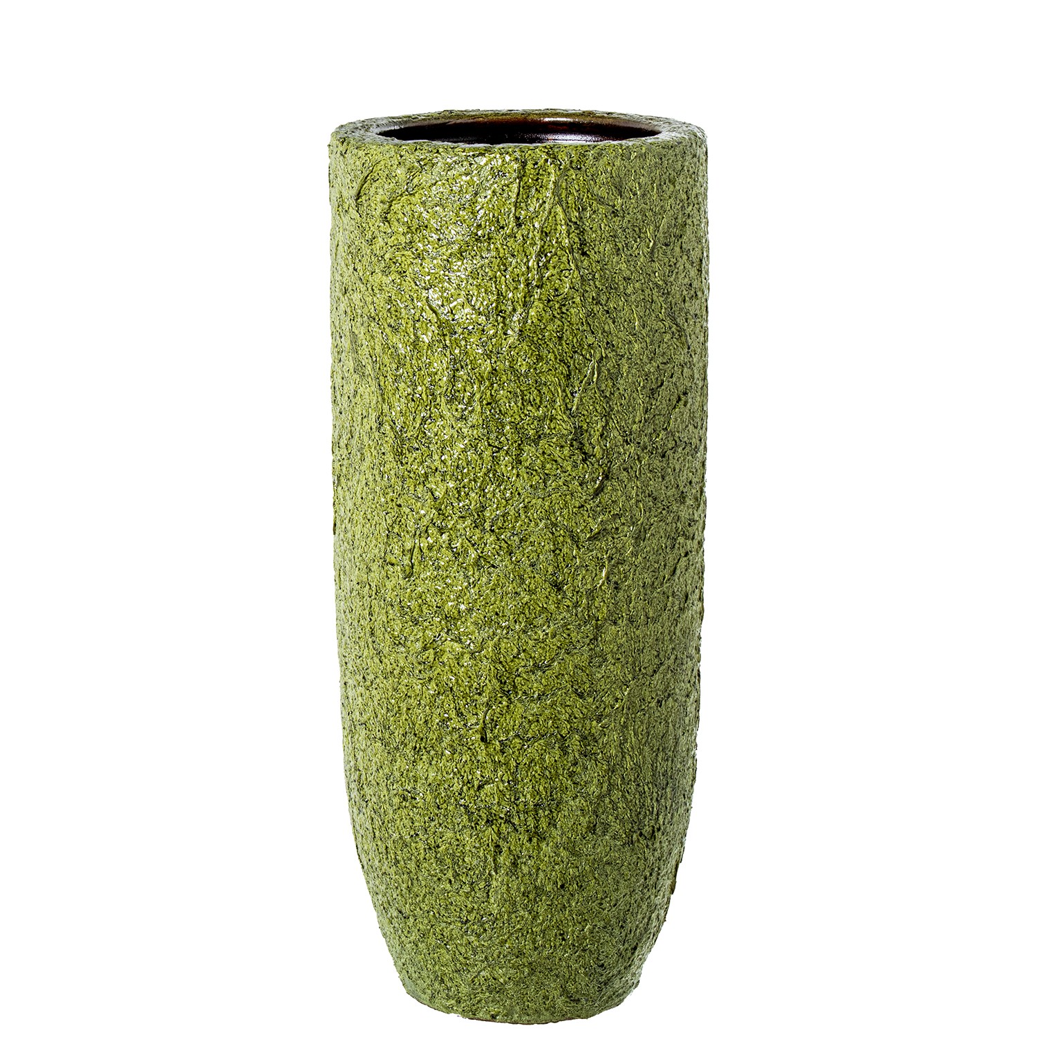 JARRÓN CERÁMICA 60CM VERDE RUGIGE BRILLO BOCA MARRÓN OSCURO