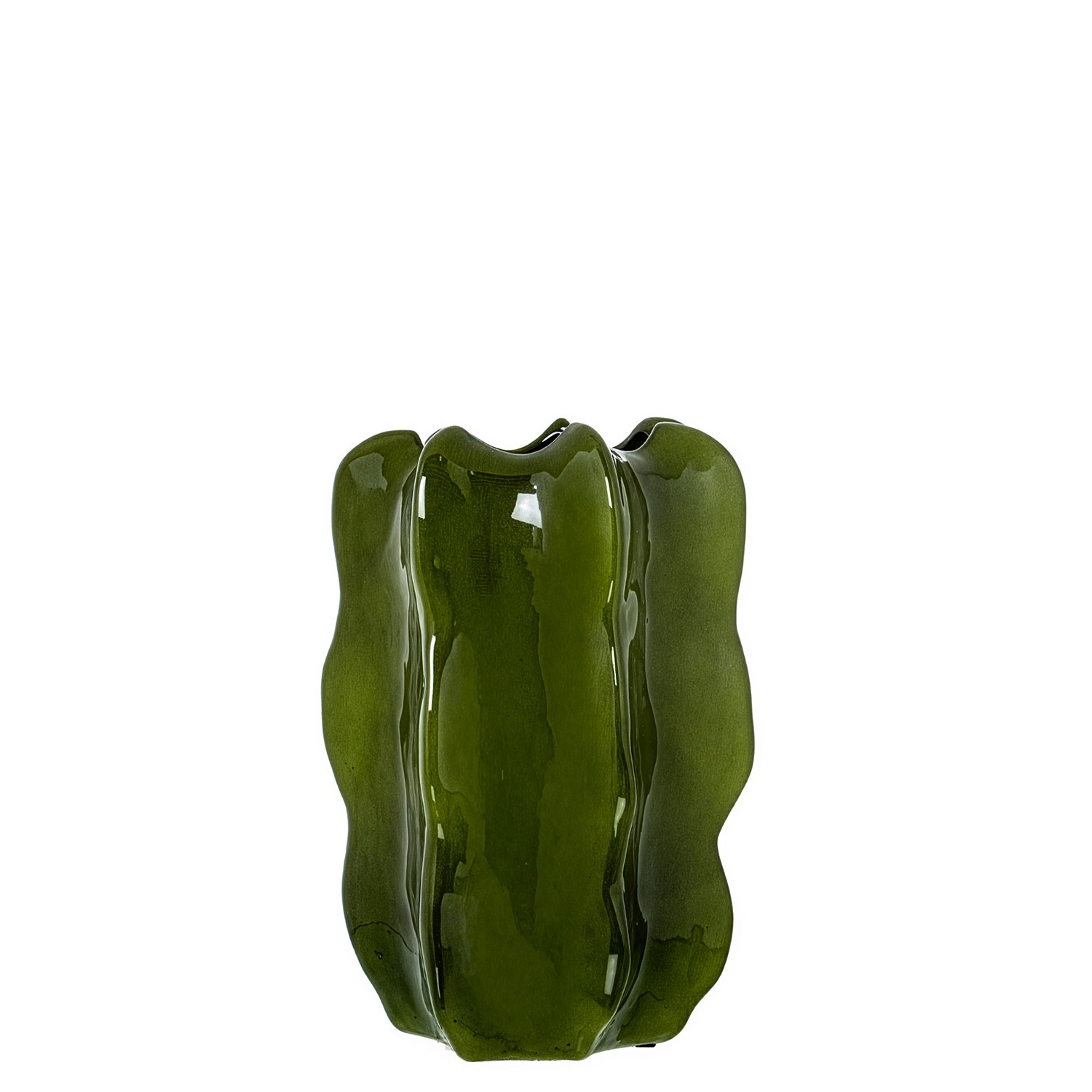 JARRÓN CACTUS 33CM CERAMICA VEVERDE OSCURO BRILLO