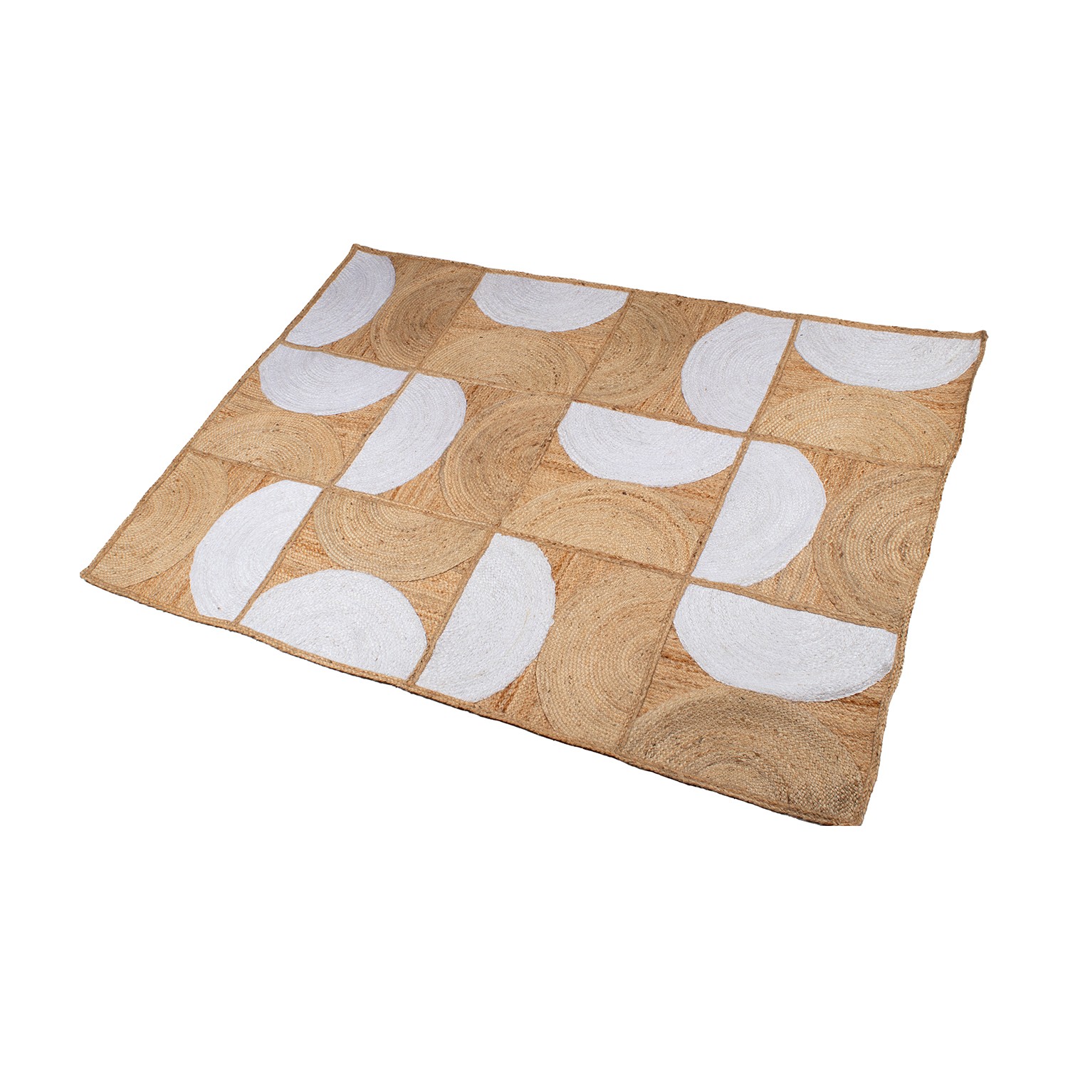 ALFOMBRA YUTE 160X230CM SEMICÍRCULOS NATURAL/BLANCO