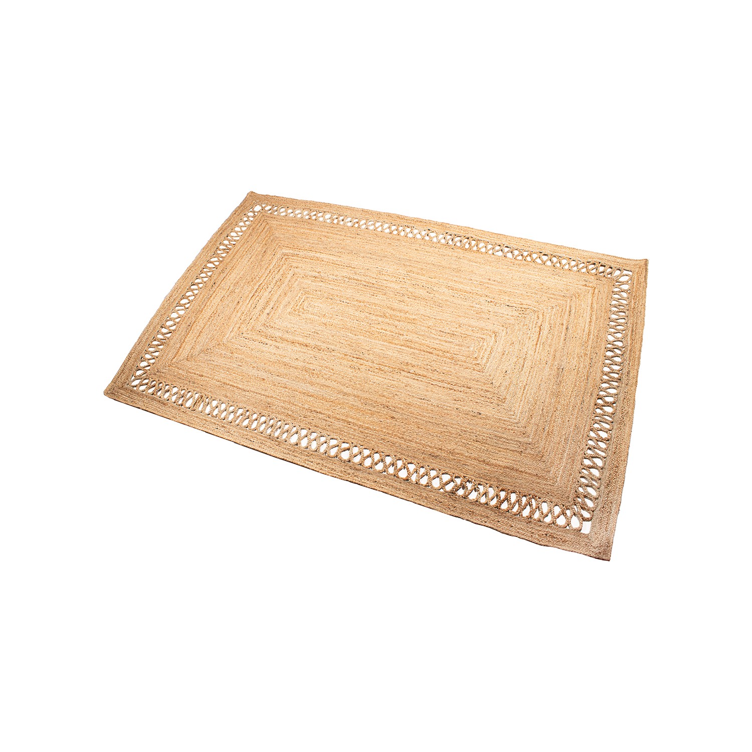 ALFOMBRA YUTE 120X170CM NATURA C/RECTÁNGULO CALADO