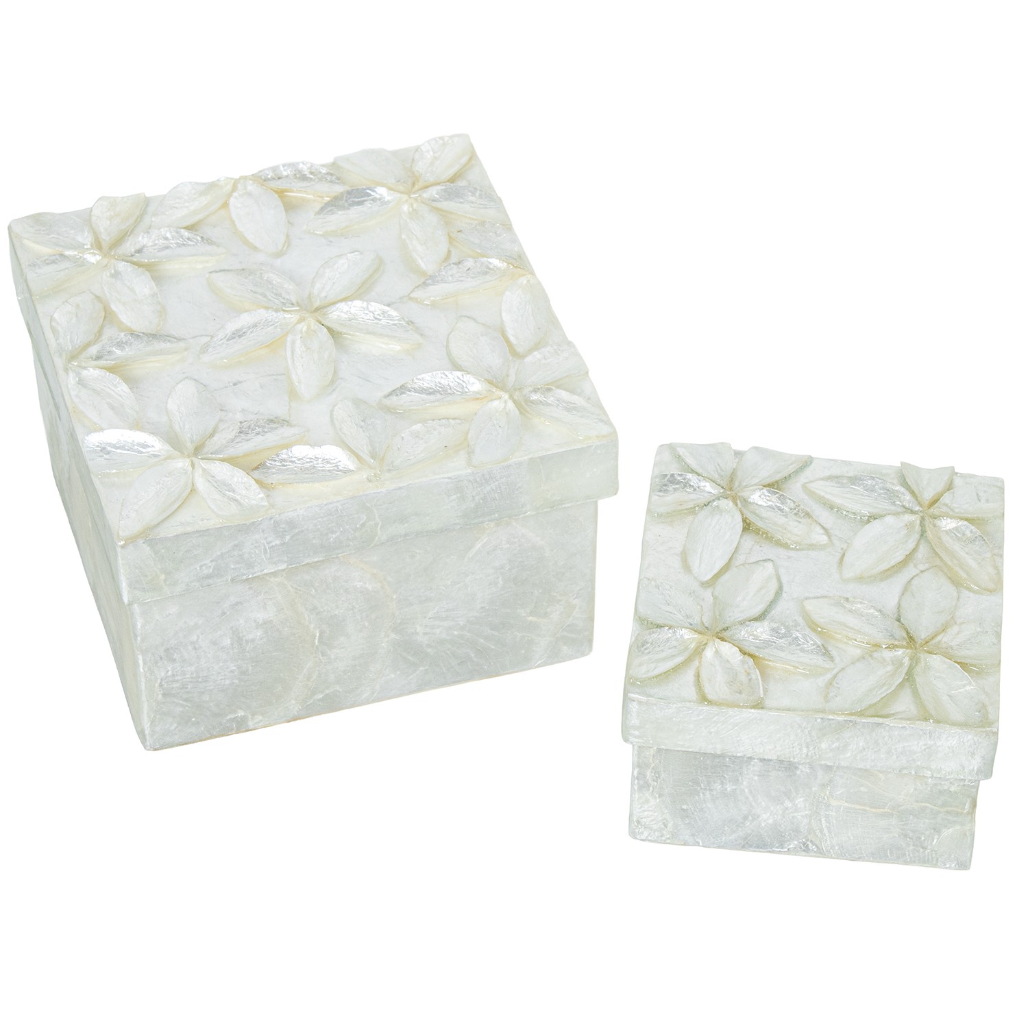 SET 2 CAJAS NACAR FLORES RELIES RELIEVE NATURAL