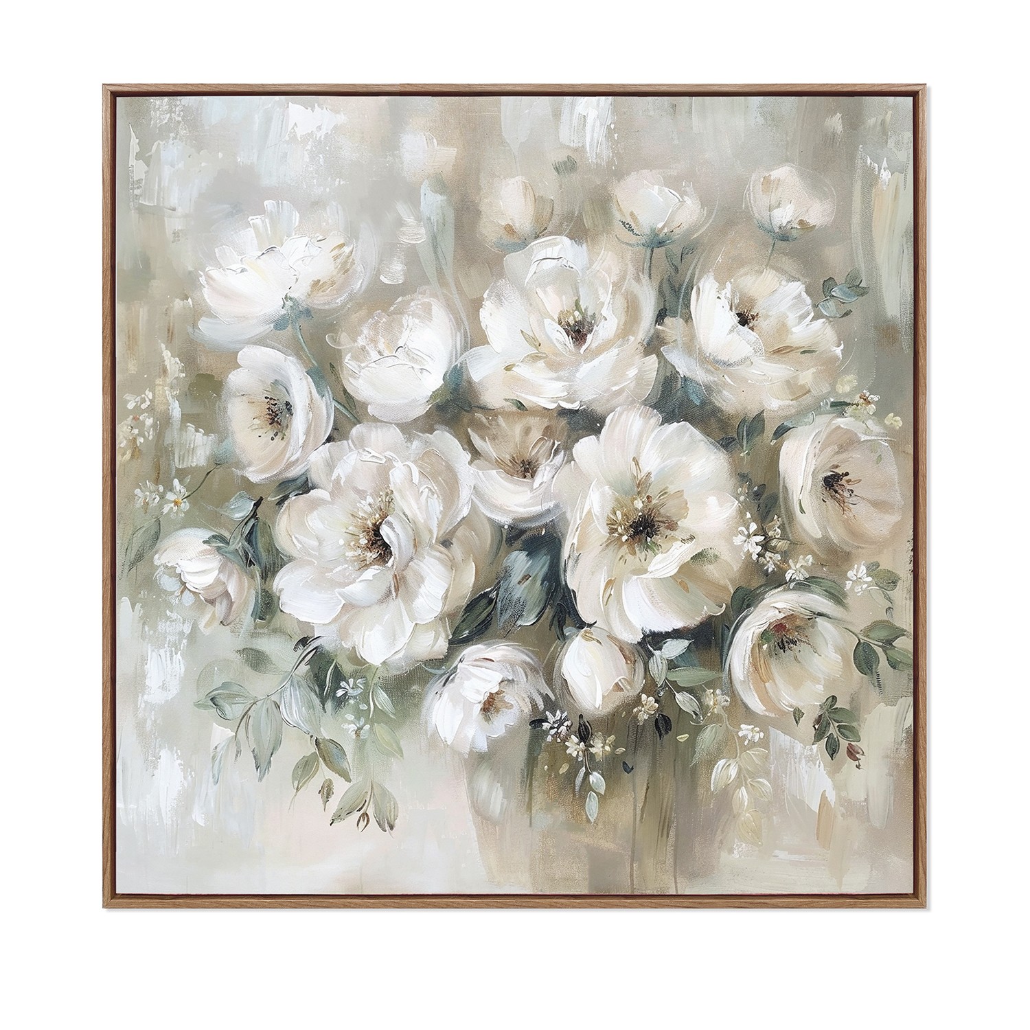 CUADRO LIENZO 80X80 CM. MARCO MADERA MARINA 80% A MANO