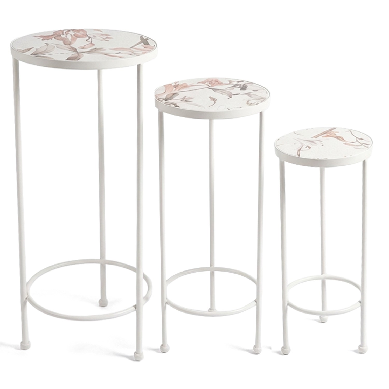 SET 3 PEDESTALES PIEDRA/METALCREMA