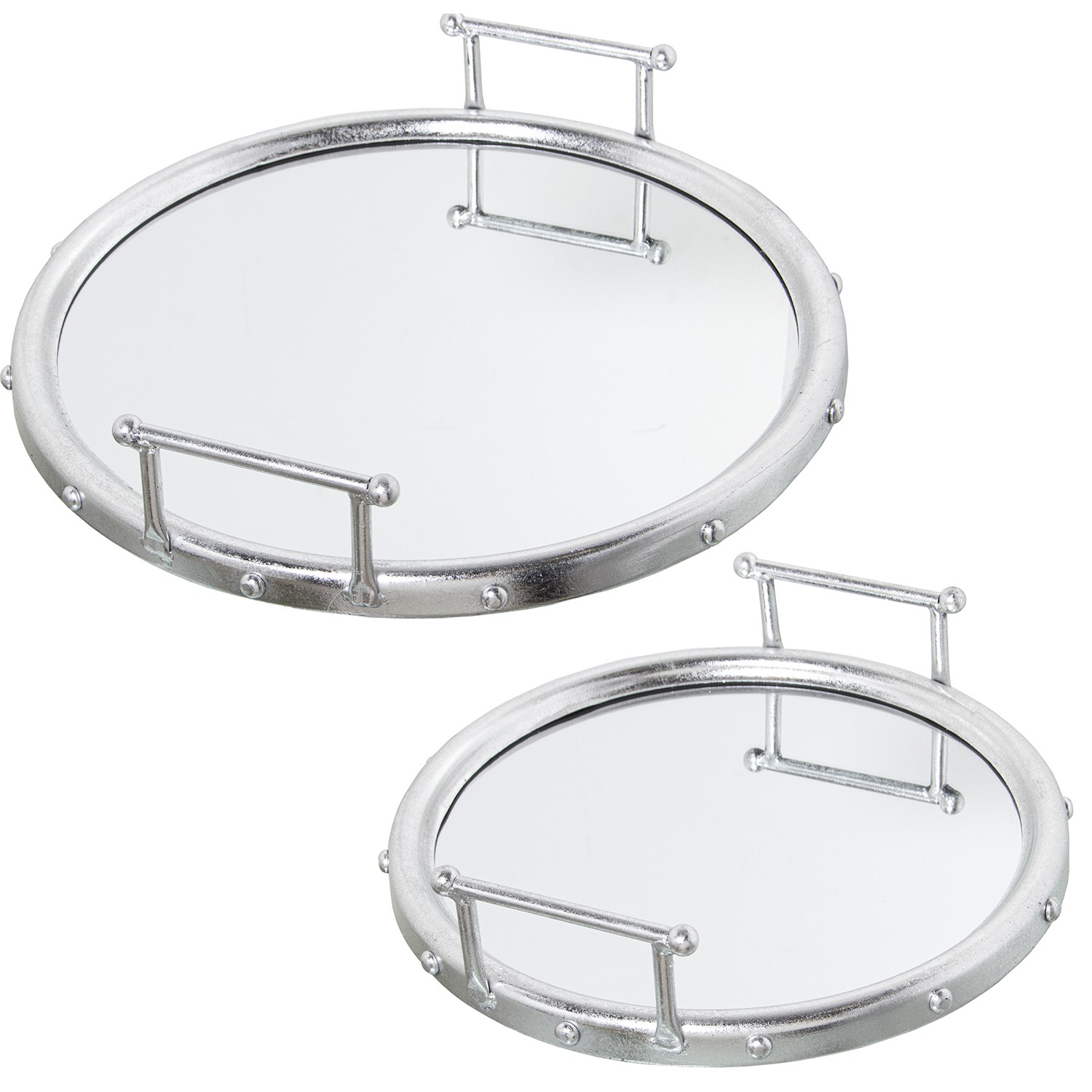SET 2 BANDEJAS METAL PLATEADOEPEJO