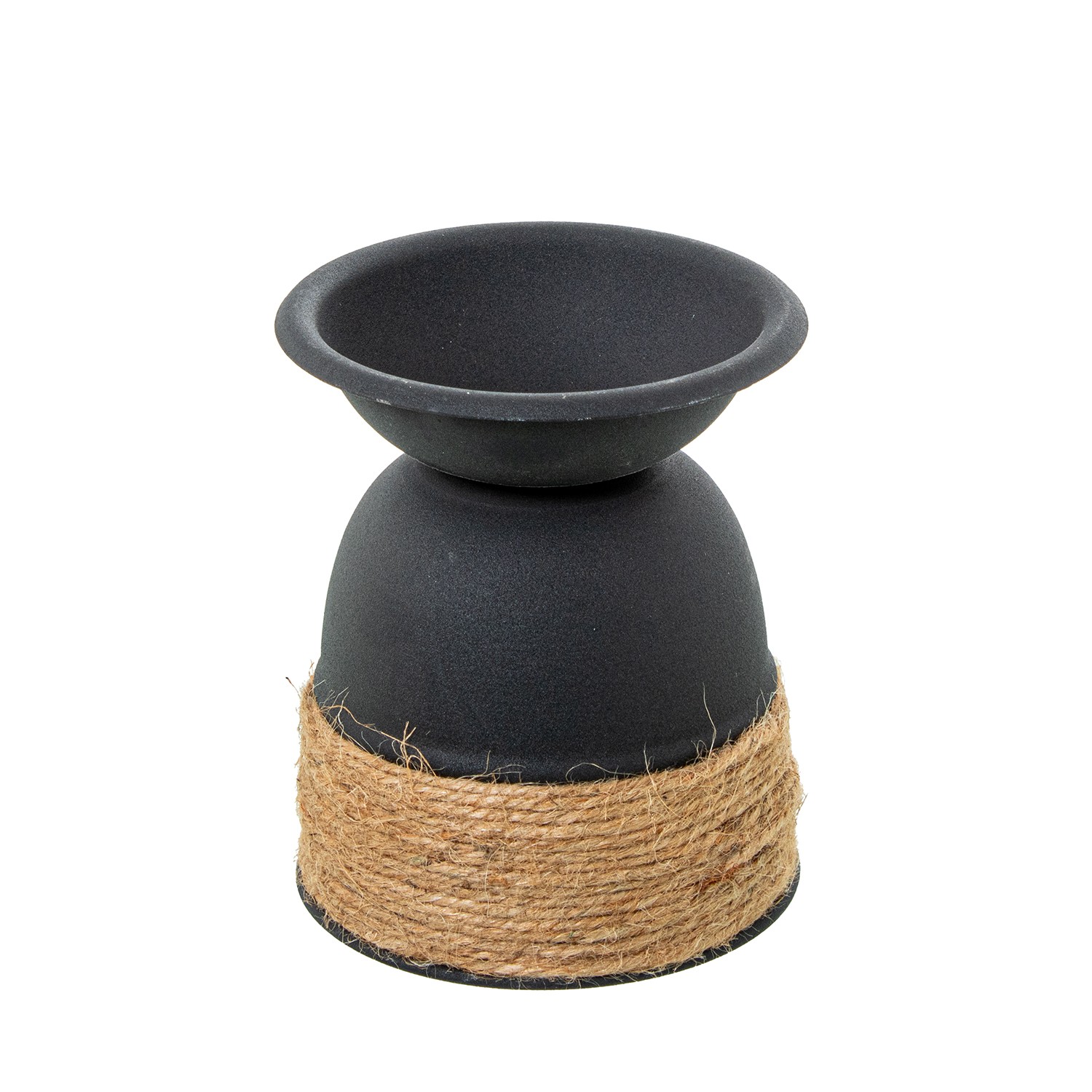 PORTAVELAS METAL NEGRO C/CUERD
