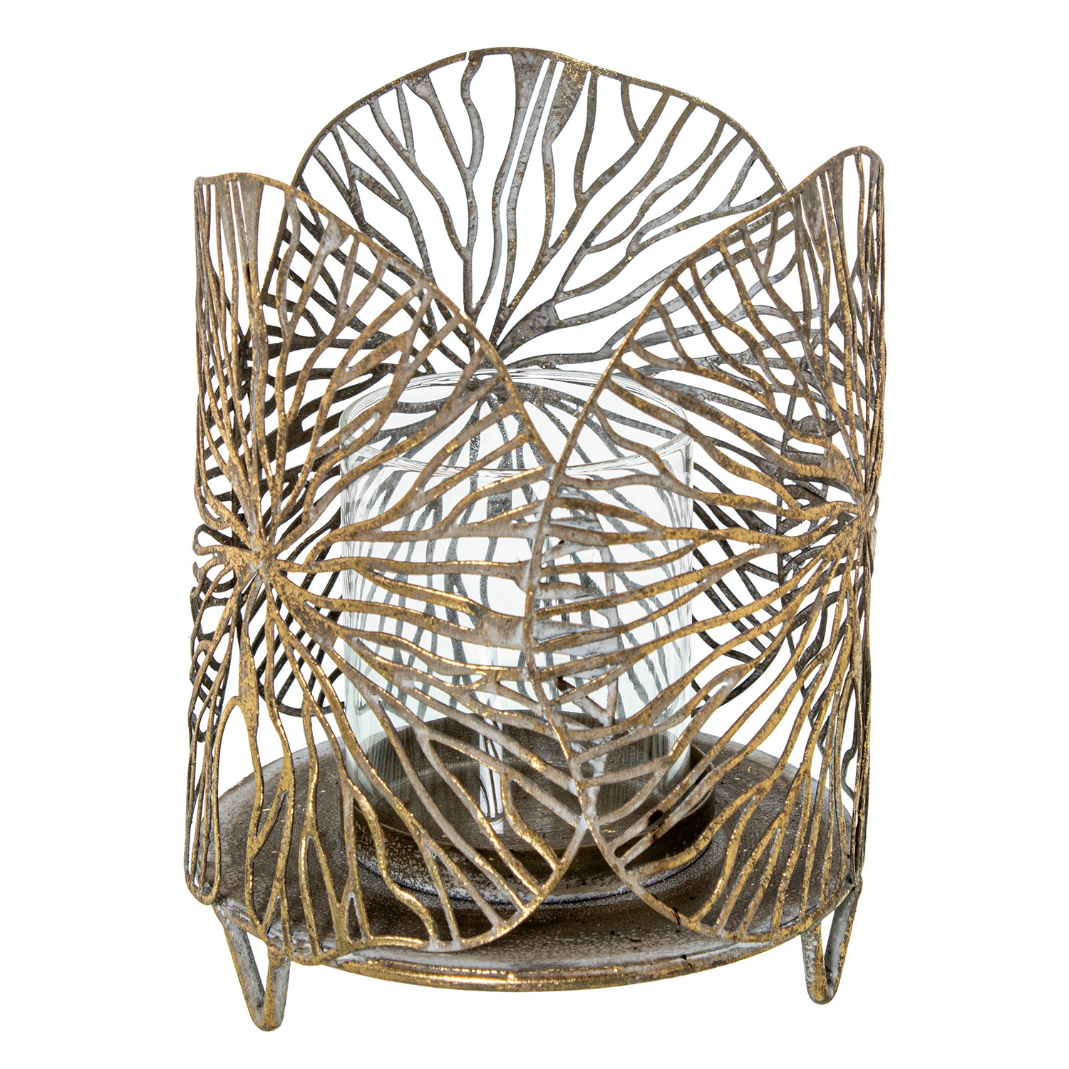 PORTAVELAS METAL DORADO
