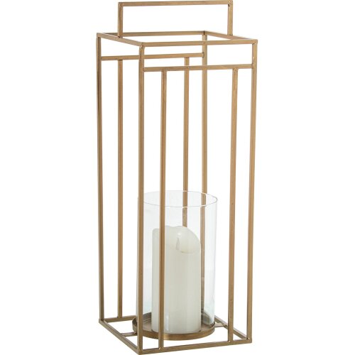 FAROL PORTAVELAS METAL DORADO