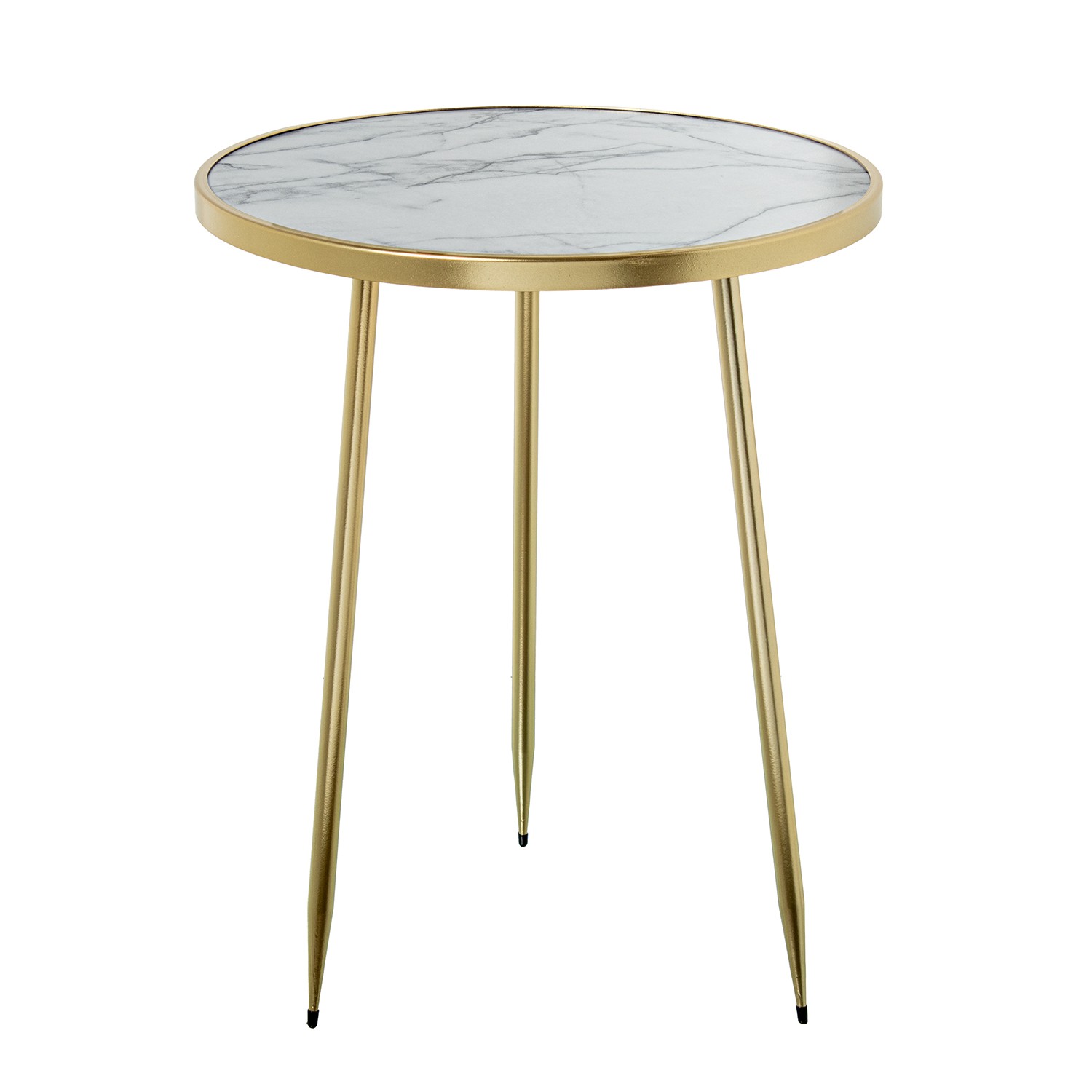 MESA AUXILIAR MADERA MARMOL BODE DORADO C/PATAS METAL DORADO