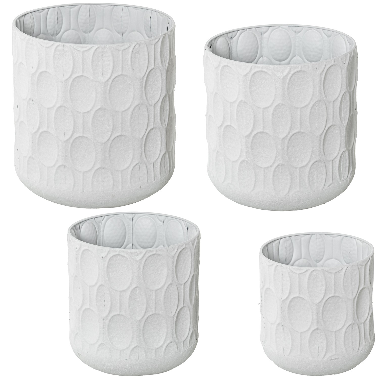 SET 4 MACETEROS METAL BLANCOS