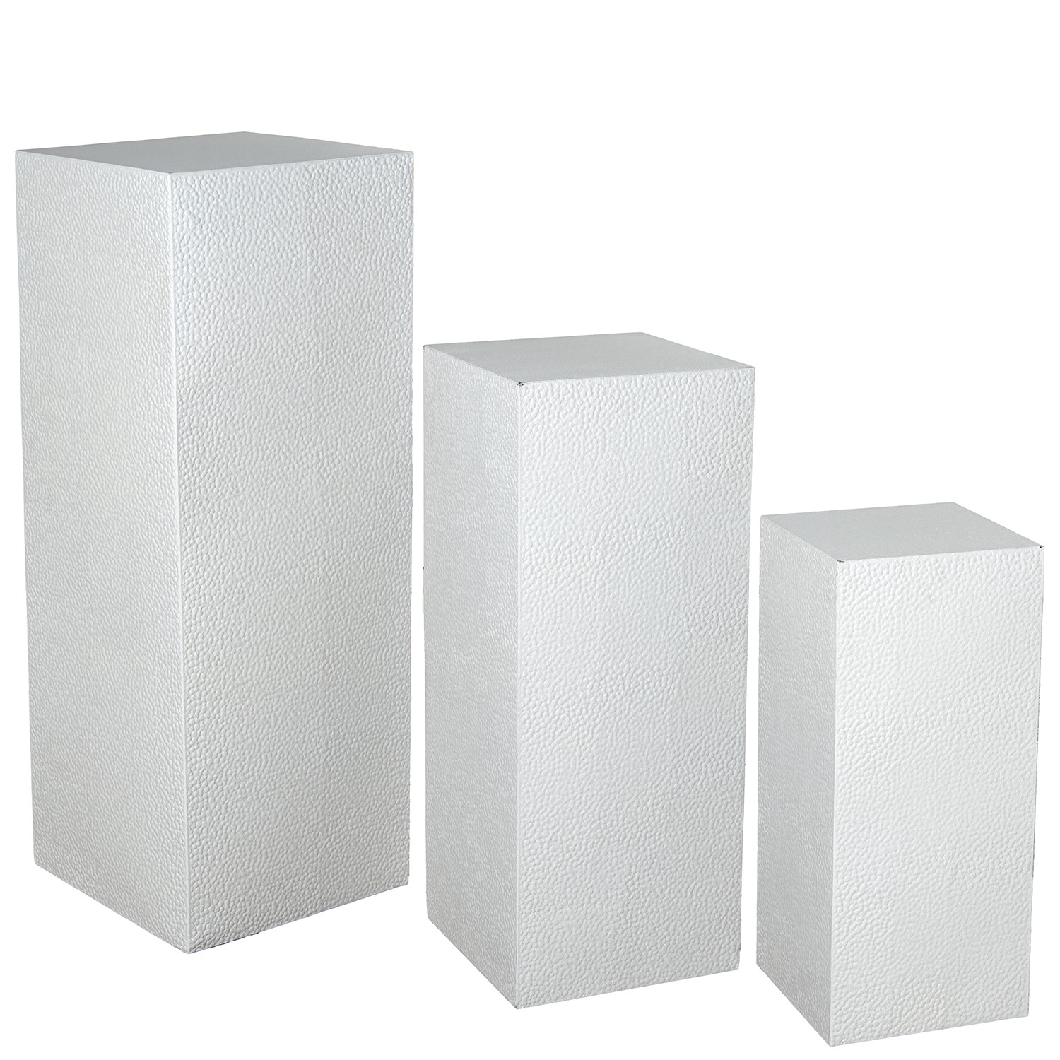 SET 3 PEDESTALES METAL BLANCOS