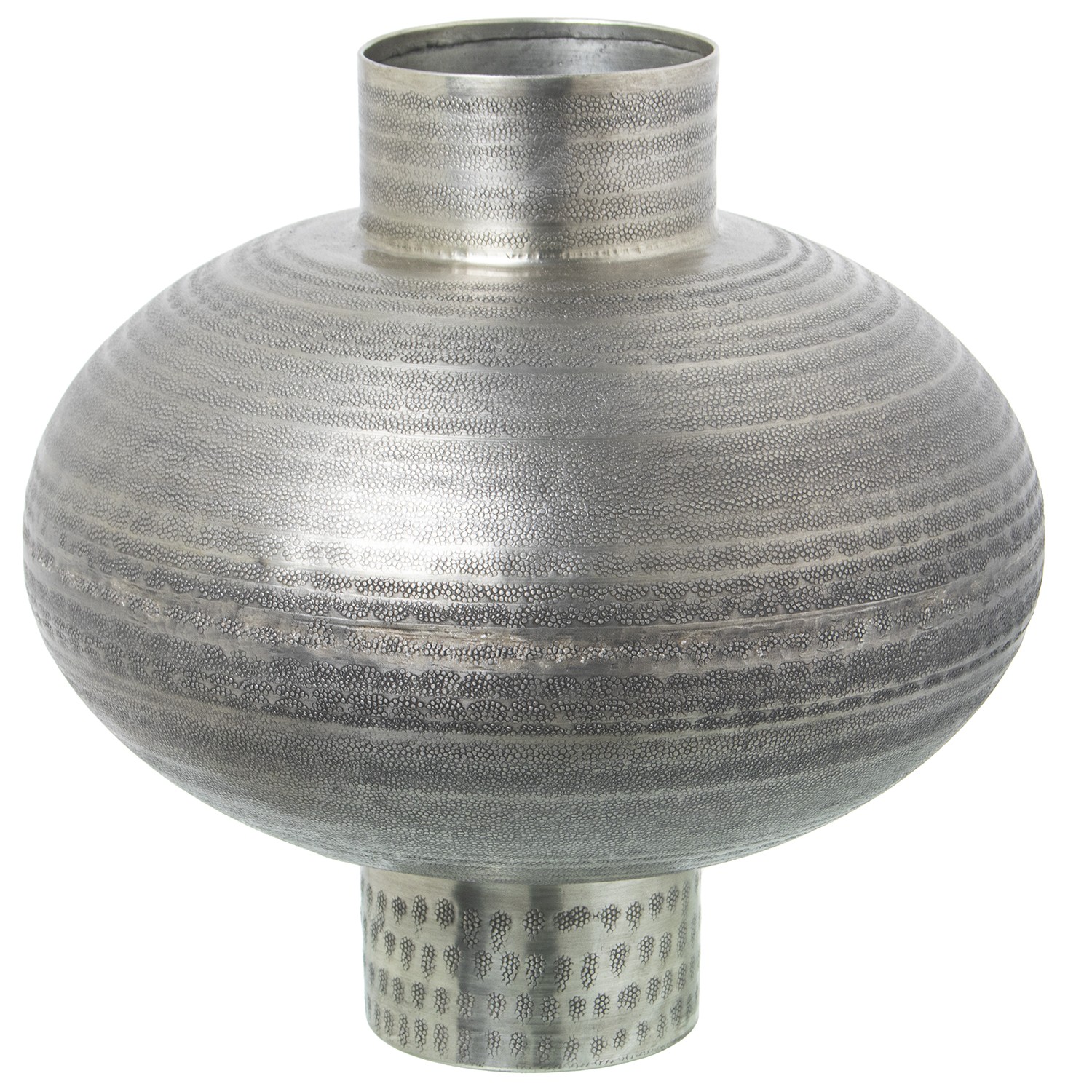 JARRÓN ALUMINIO TALLADO PLATAENVEJECIDA