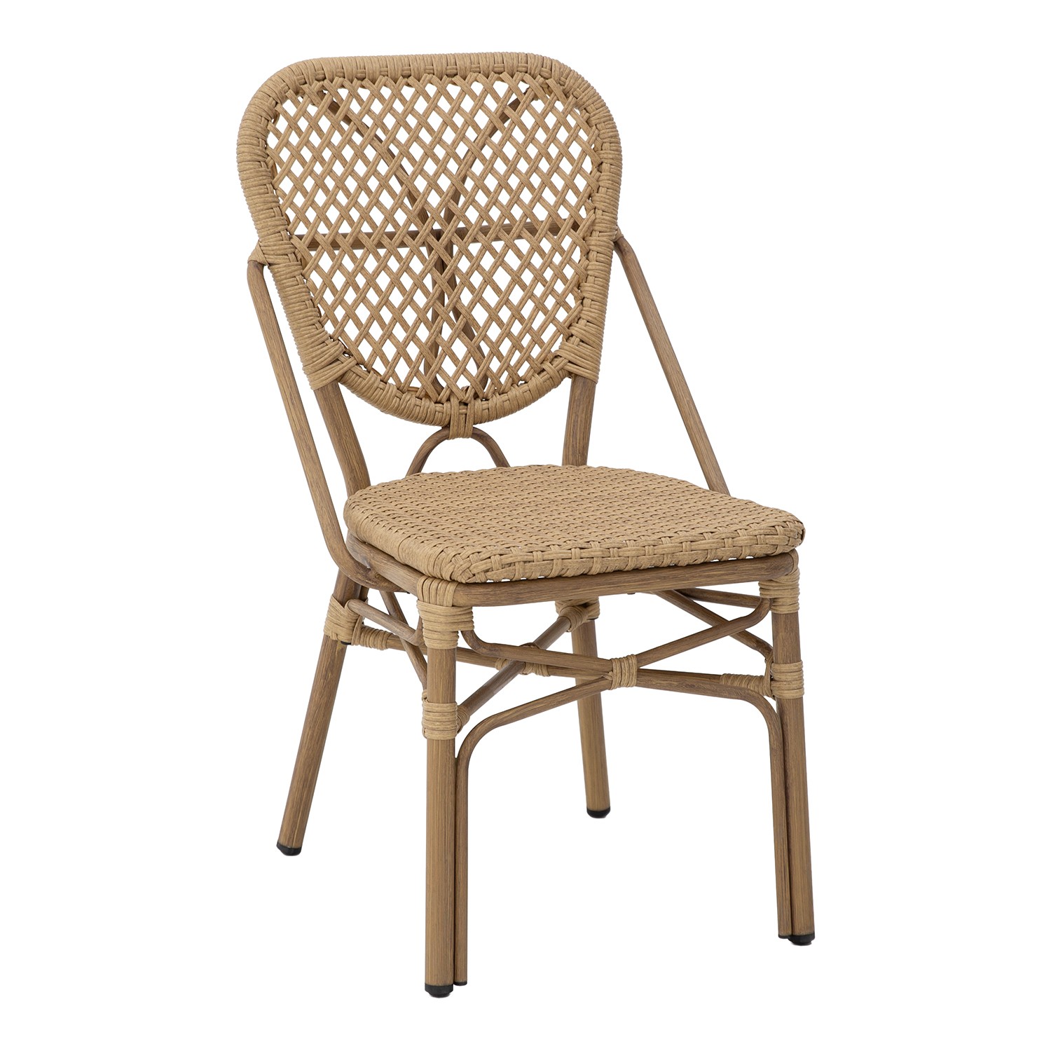 SILLA EXTERIOR ALUMINIO/RATÁNTILENE ROMBOS BEIGE
