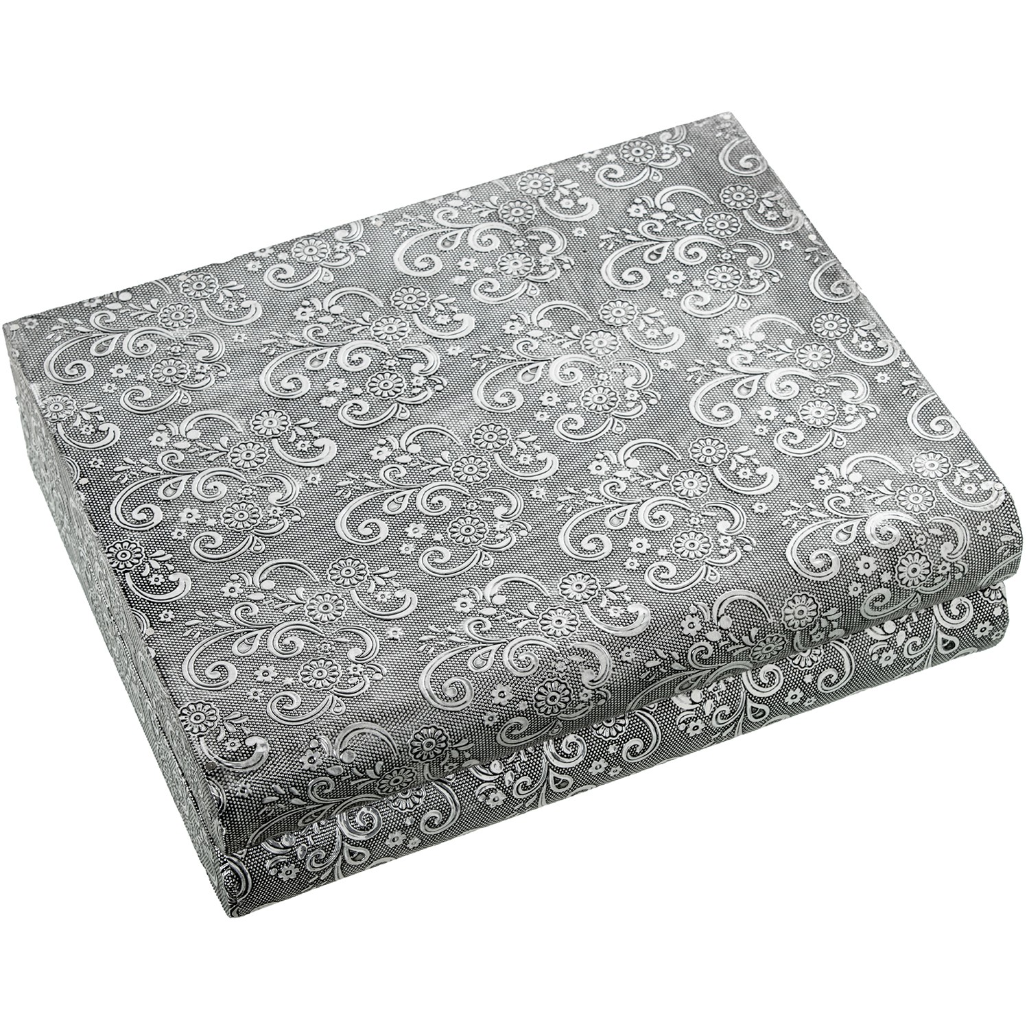 JOYERO METAL PLATEADO C/ESPEJO DECO. MANO