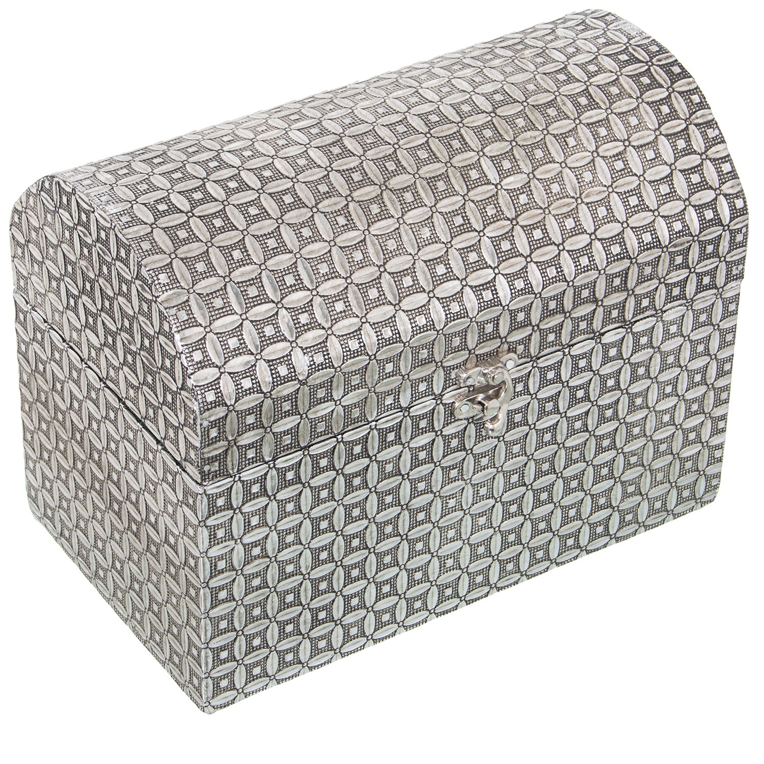 JOYERO METAL BAÚL PLATEADO