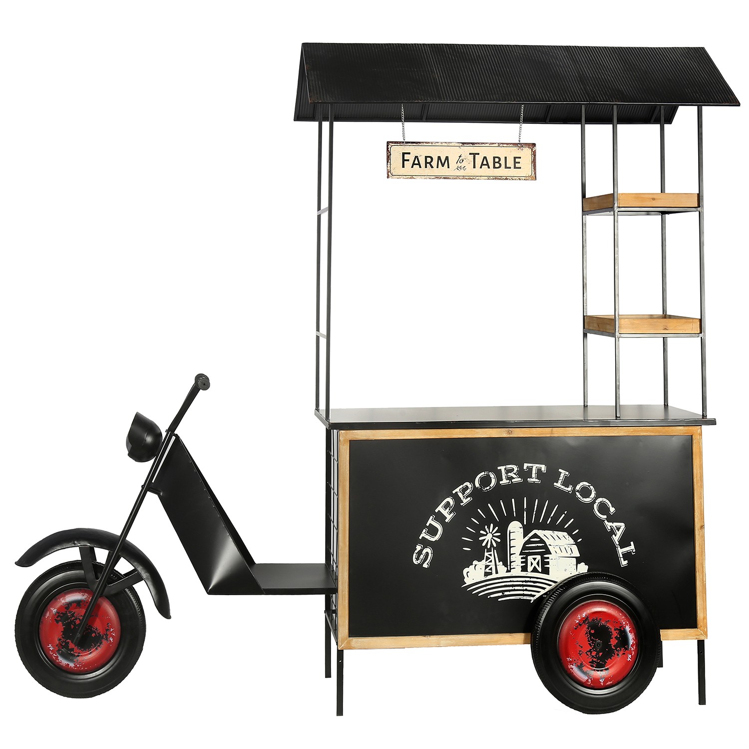 JARDINERA METAL NEGRO MOTOCARRR C/3 BALDAS MADERA ABETO