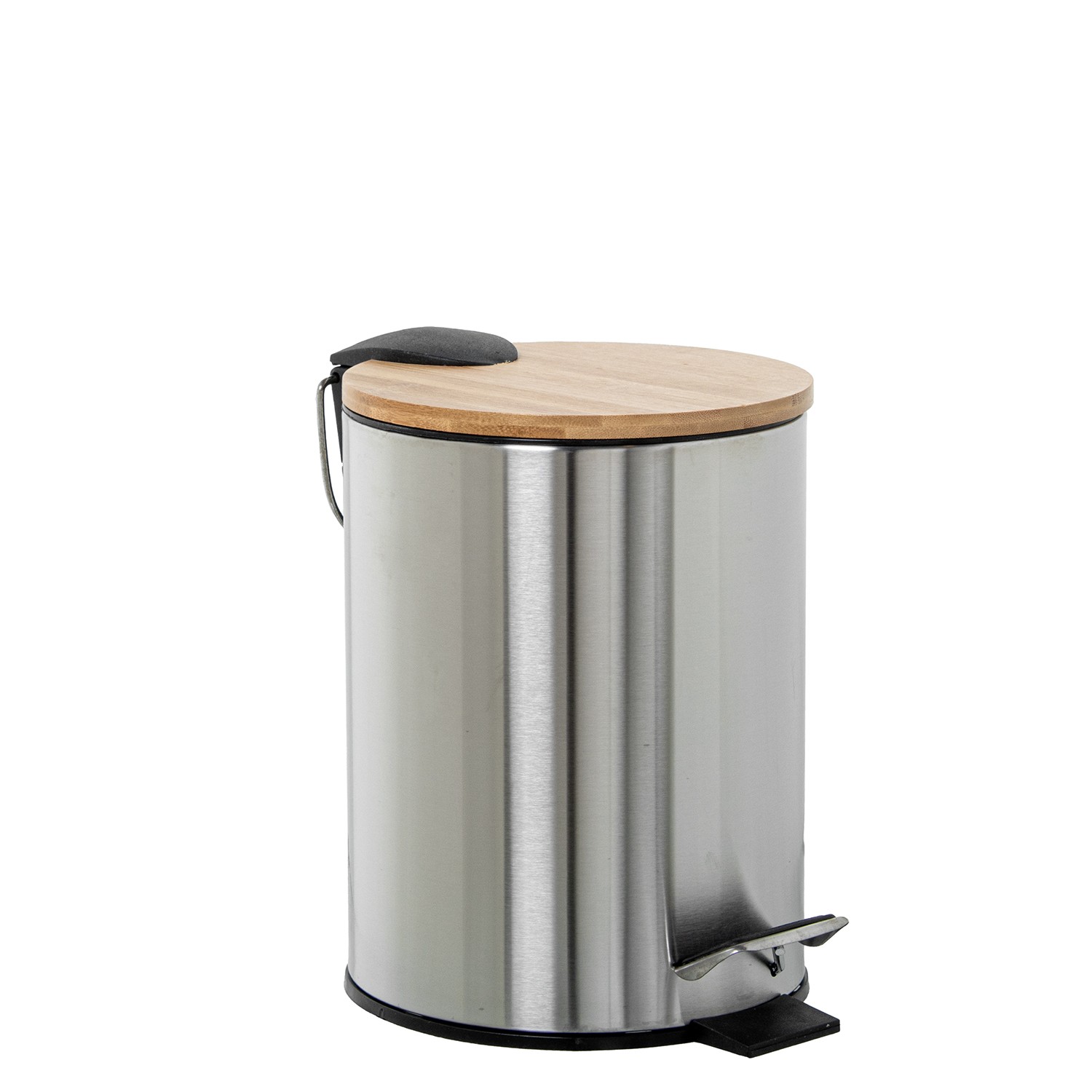 PAPELERA ACERO INOXIDABLE 3L. C/PEDAL NEGRA