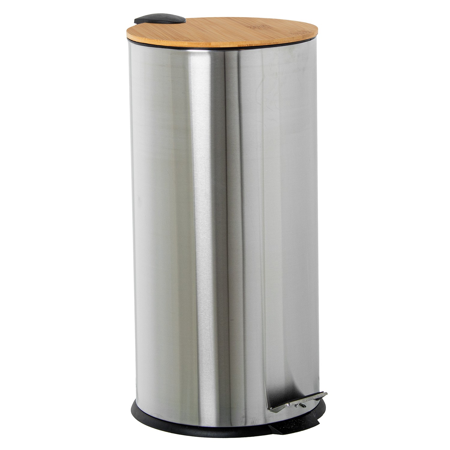 PAPELERA ACERO INOXIDABLE 27L.C/PEDAL TAPA MADERA MATE
