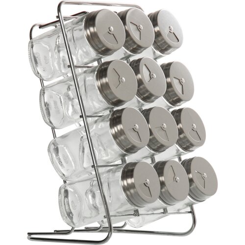 SET 12 ESPECIEROS CRISTAL C/TAA ACERO INOX.C/SOPORTE METAL