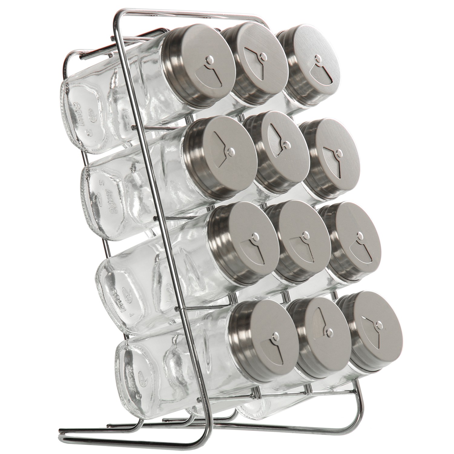 SET 12 ESPECIEROS CRISTAL C/TAA ACERO INOX.C/SOPORTE METAL