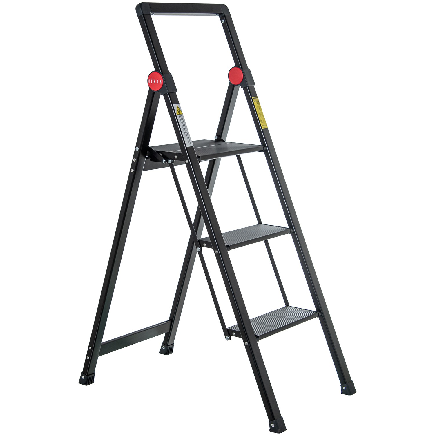 ESCALERA ALUMINIO NEGRO 3 PELD Y METAL CROMADO