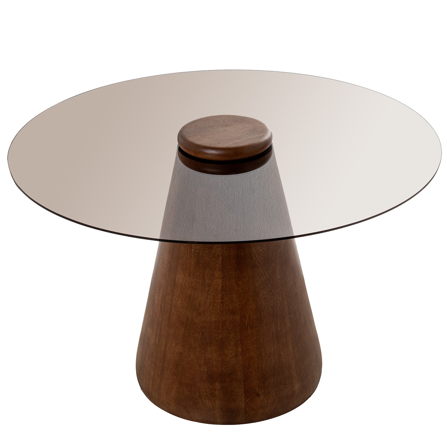 MESA CENTRO BASE MADERA SOBREDERA SOBRE CRISTAL