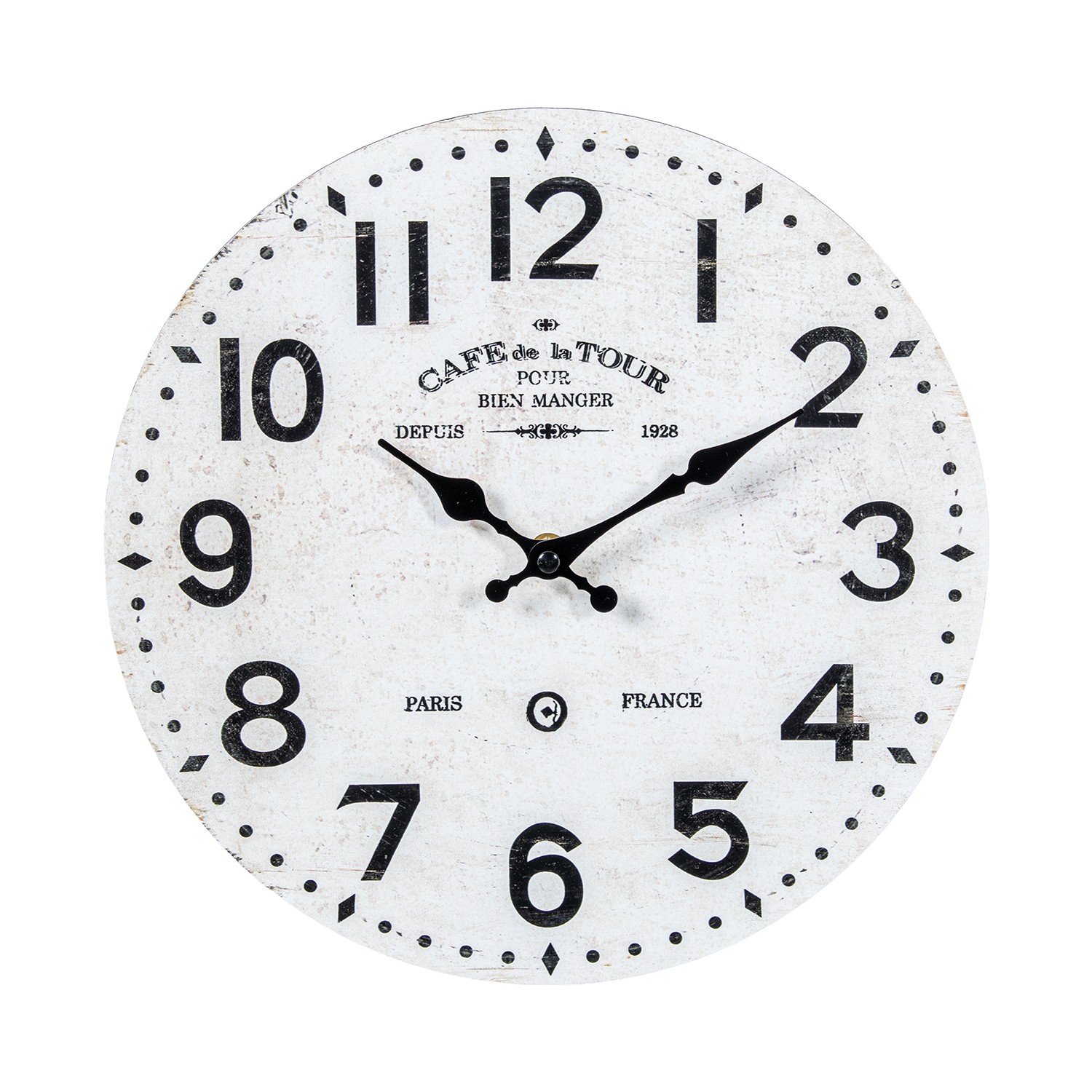 RELOJ PARED ø29CM MADERA DM ESFERA DE CRISTAL