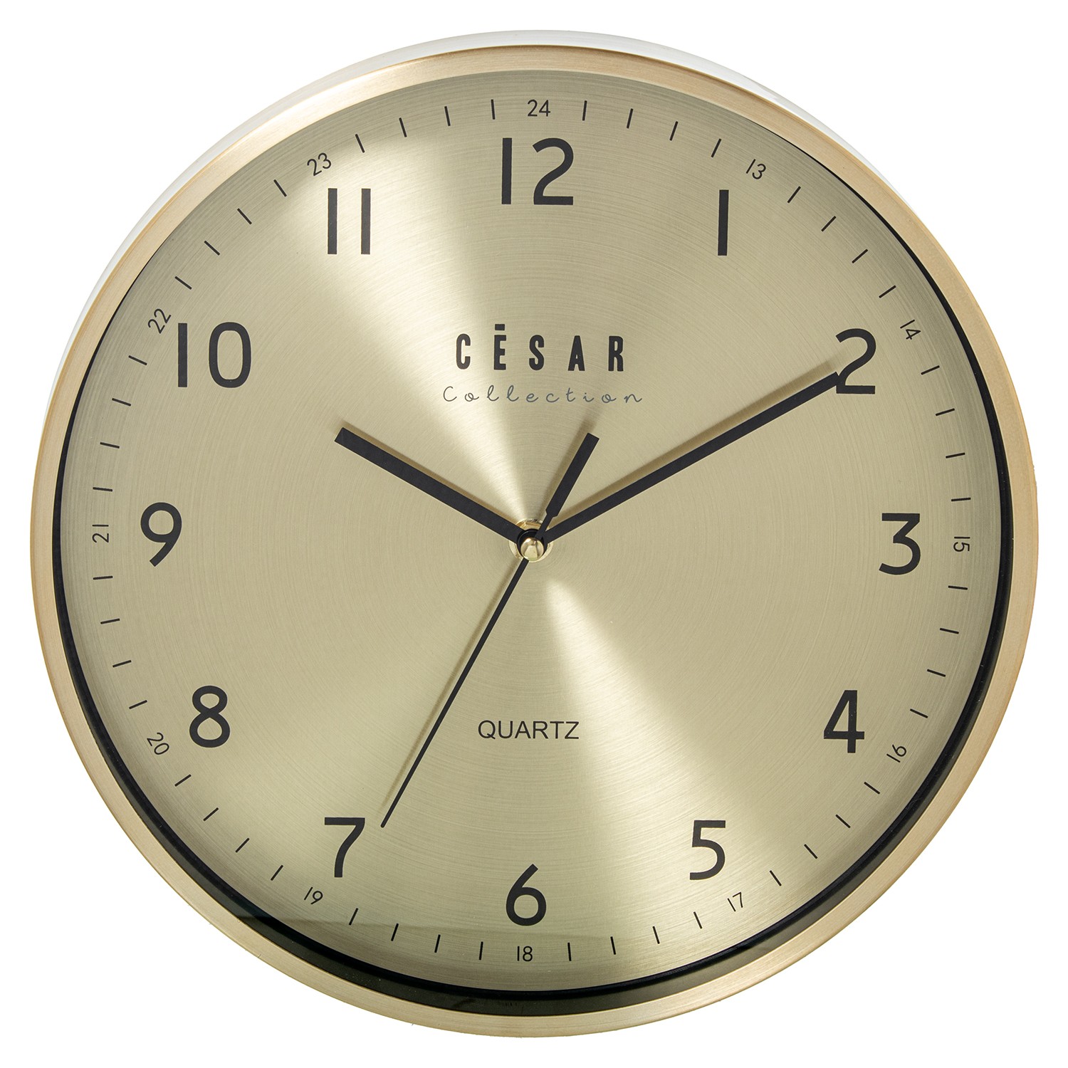 RELOJ PARED ALUMINIO DORADO 30CILLAS NEGRAS