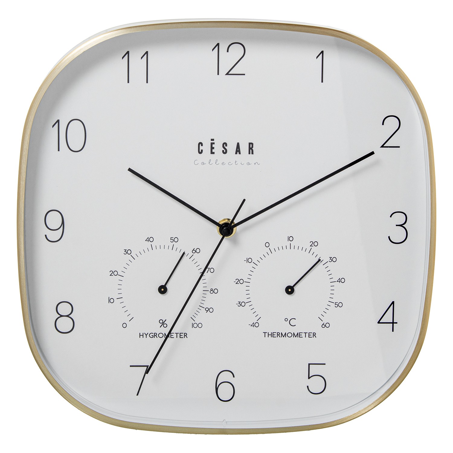 RELOJ PARED ALUMINIO 28CM MARCO PLATEADO C/TERMÓMETRO E HIGR