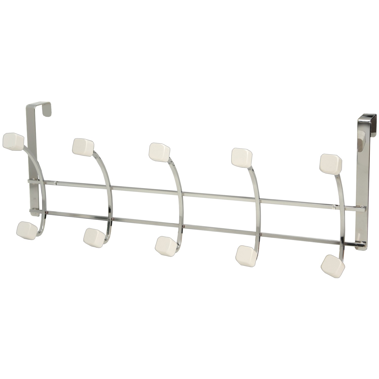 PERCHA PUERTA 5 GANCHOS CROMADADO C/MADERA BLANCO MATE