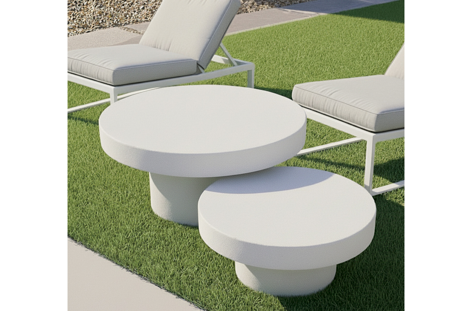MESA BAJA REDONDA 66 CM MICROCEMENTO BLANCO - Imagen 5
