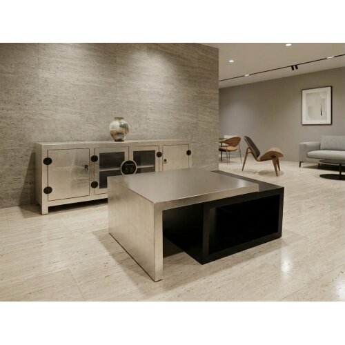 MESA DE CENTRO PLATA/NEGRO CUADRADA