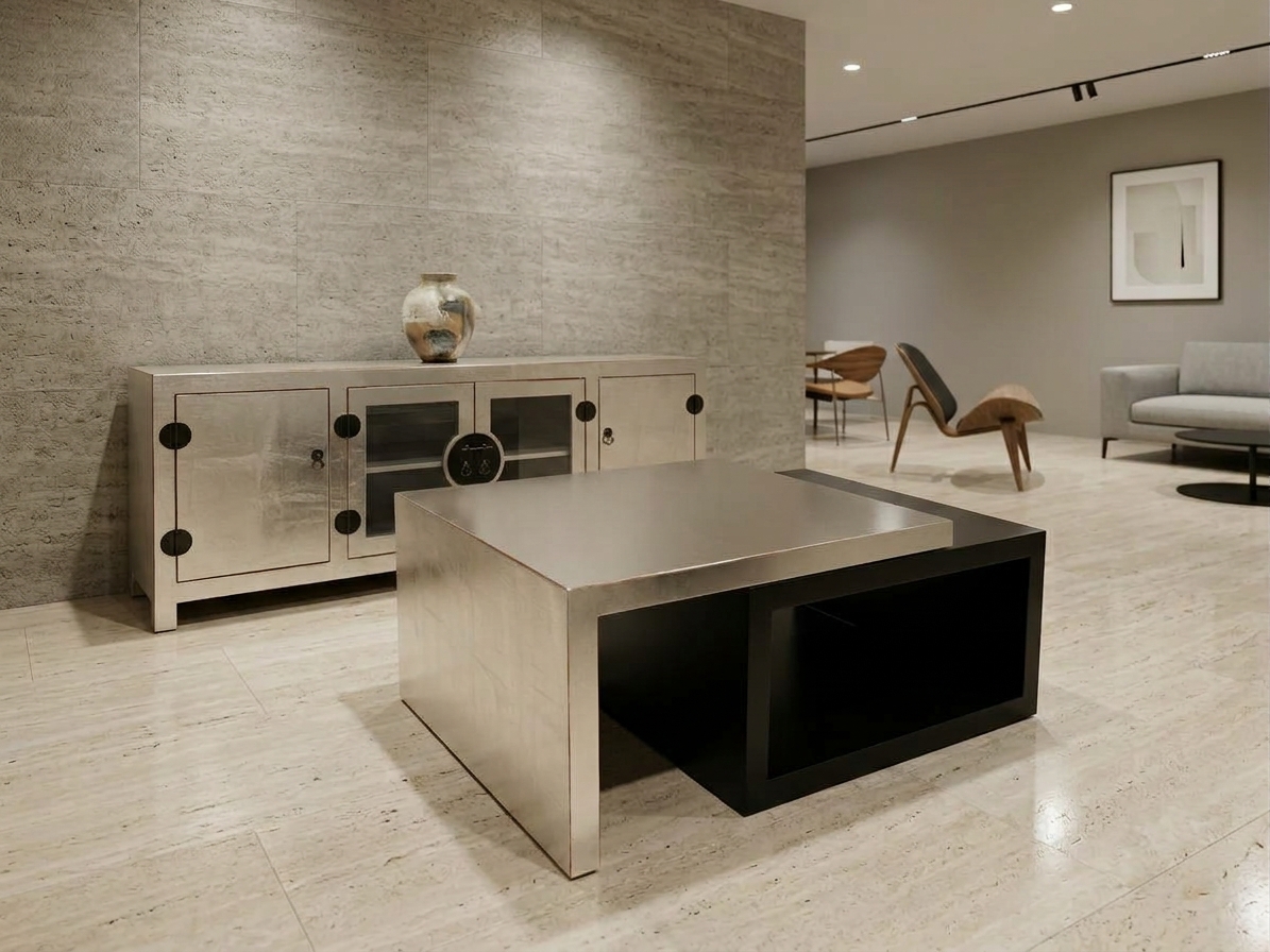 MESA DE CENTRO PLATA/NEGRO CUADRADA