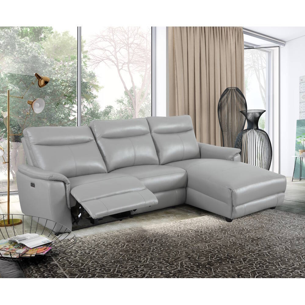 CHAISELONGUE MOD. ADANA VF/ DCHA PIEL GRIS - Imagen 3