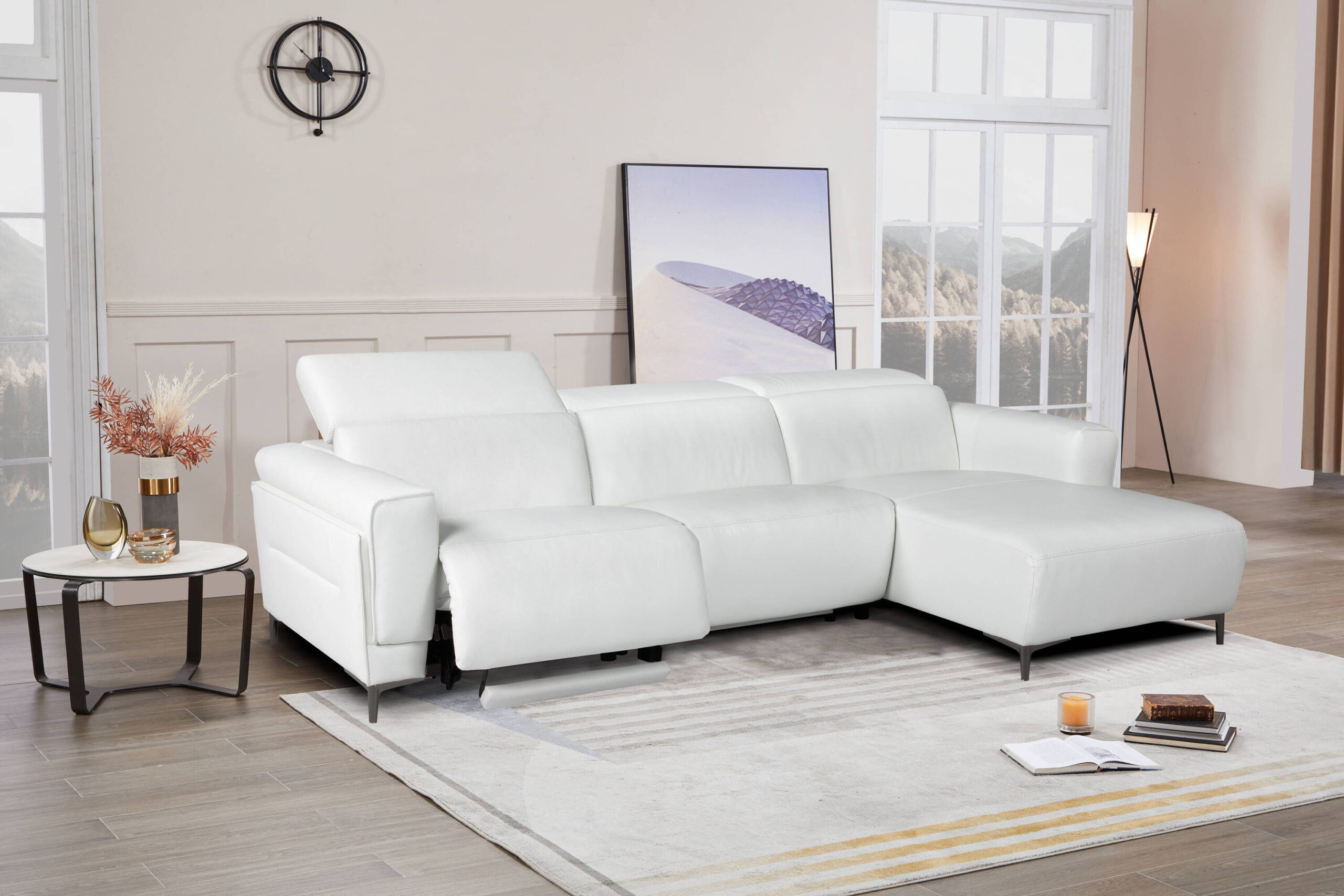 CHAISELONGUE VF IZQUIERDA MOD. ALICIA PIEL C/ BLANCO 1 RELAX ELECTRICO