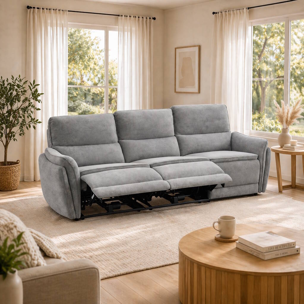 SOFA 3 PL. MAXI MOD. BINTER TELA C/ GRIS CLARO 3 RELAX ELECTRICO 6 MOTORES - Sistema gravedad cero