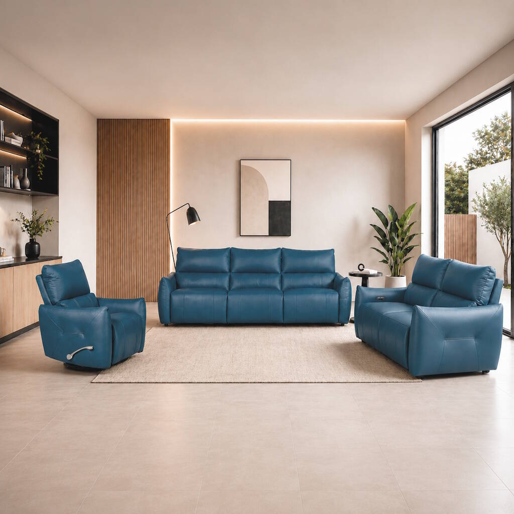 SILLON MOD. COLUMBIA PIEL C/ AZUL GIRATORIO Y RELAX MANUAL - Imagen 3