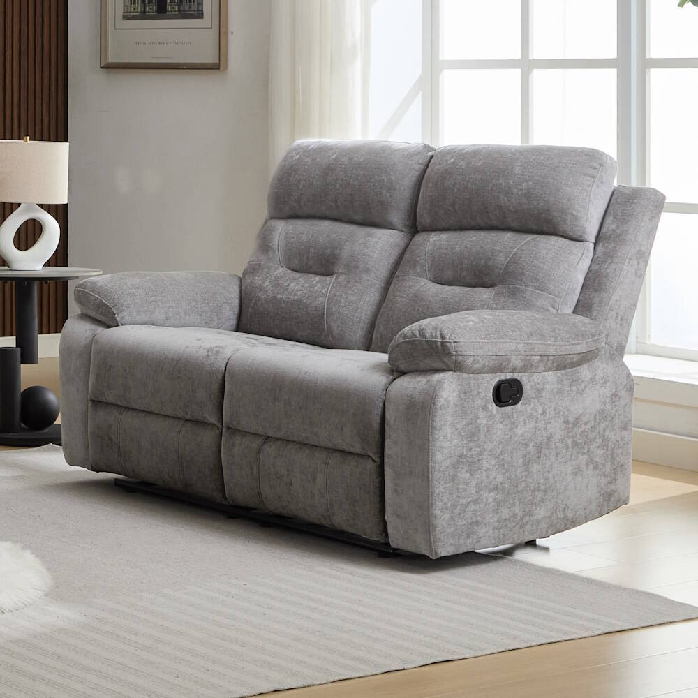 SOFA 2PL. RELAX MOD. EVERLY TELA C/ GRIS RELAX MANUAL