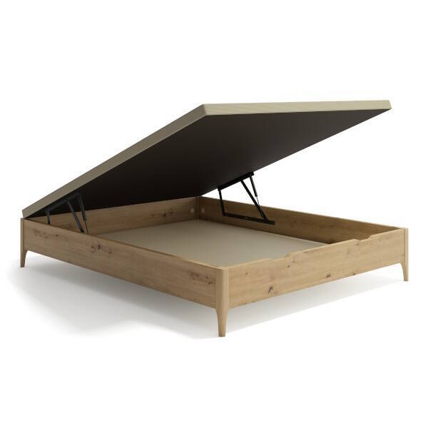 CANAPE MOD. FRANCIA 135*190 C/ ROBLE ARTISAN - TAPA VAINILLA Canape abatible madera con pata alta - Imagen 2
