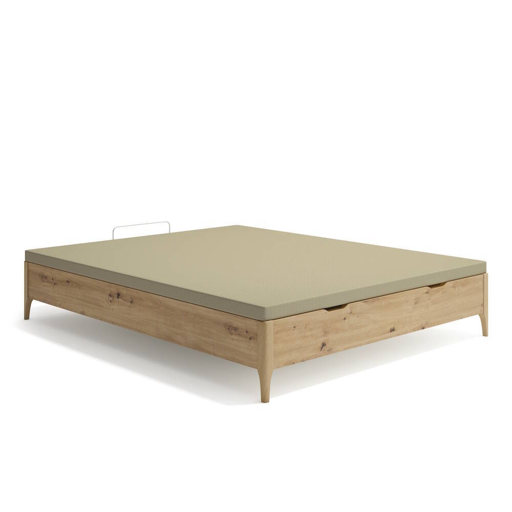 CANAPE MOD. FRANCIA 135*190 C/ ROBLE ARTISAN - TAPA VAINILLA Canape abatible madera con pata alta - Imagen 4