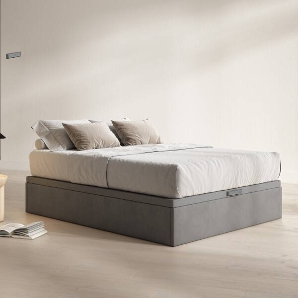 CANAPE MOD. HUNGRIA 150*190 C/ GRIS - TAPA PERFILADA GRIS Canape abatible tapizado - tapa perfilada