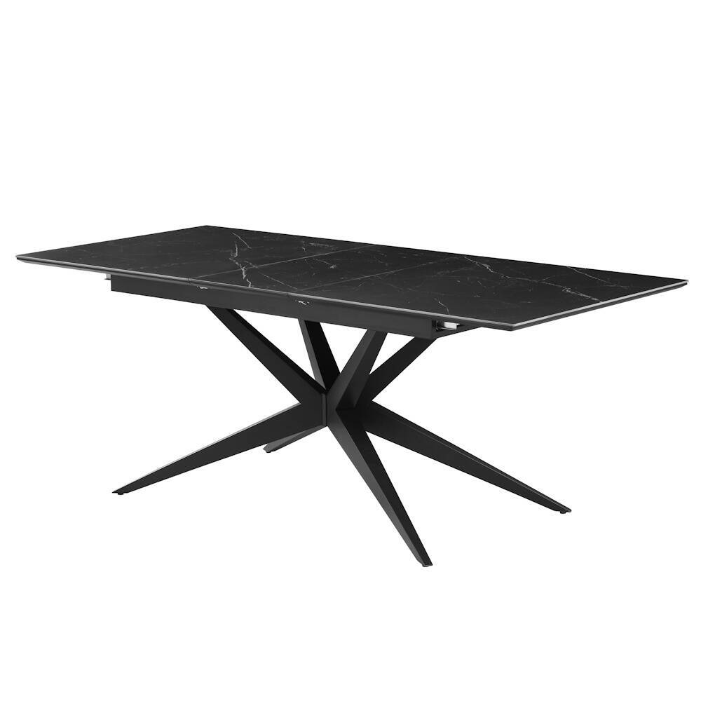 MESA COMEDOR EXTENSIBLE MOD. IRUNE PATA NEGRA 160/200*90*76CM Piedra sinterizada color negro - Pata negra - Imagen 3