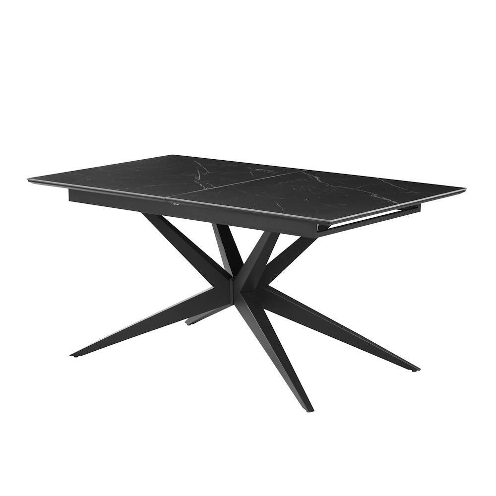 MESA COMEDOR EXTENSIBLE MOD. IRUNE PATA NEGRA 160/200*90*76CM Piedra sinterizada color negro - Pata negra - Imagen 2