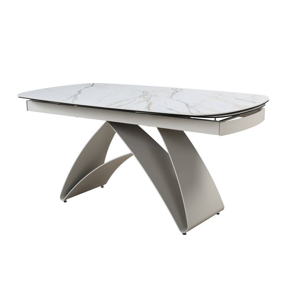 MESA COMEDOR EXTENSIBLE MOD. KAYLA (160/240 CM) PATA CREMA SOBRE CERAMICO