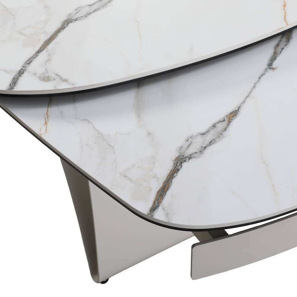 MESA COMEDOR EXTENSIBLE MOD. KAYLA (160/240 CM) PATA CREMA SOBRE CERAMICO - Imagen 7