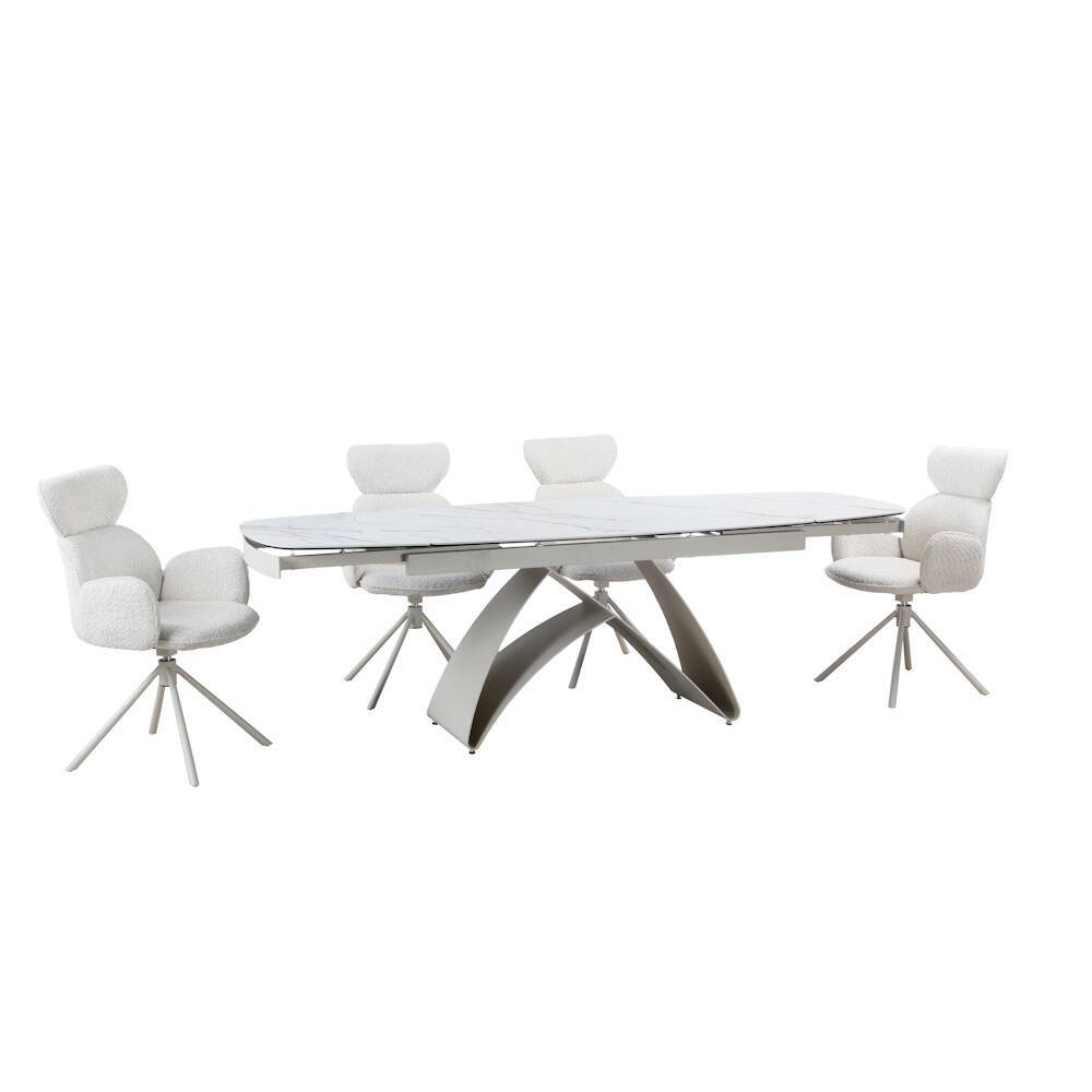 MESA COMEDOR EXTENSIBLE MOD. KAYLA (160/240 CM) PATA CREMA SOBRE CERAMICO - Imagen 8