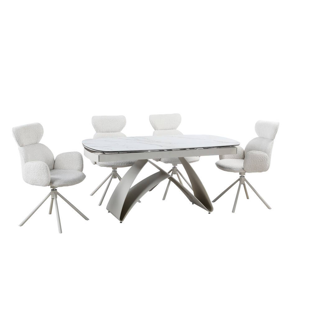 MESA COMEDOR EXTENSIBLE MOD. KAYLA (160/240 CM) PATA CREMA SOBRE CERAMICO - Imagen 9