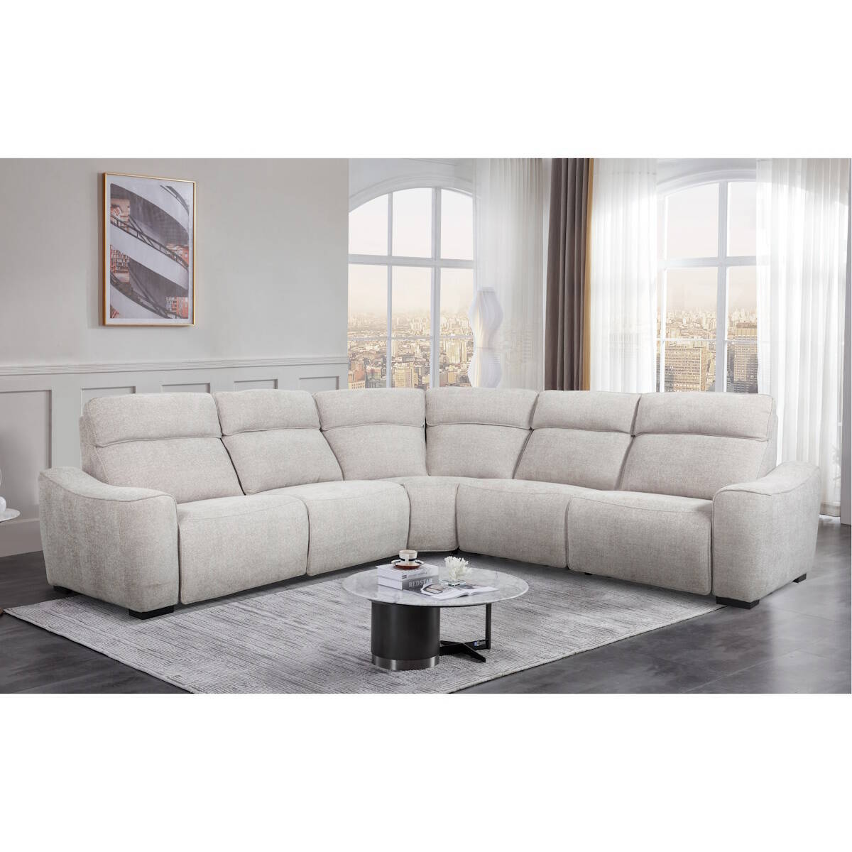 RINCONERA MOD. KENZO TELA C/ SILVER 2 RELAX ELECTRICOS 2 PL. + RINCON + 2 PL.