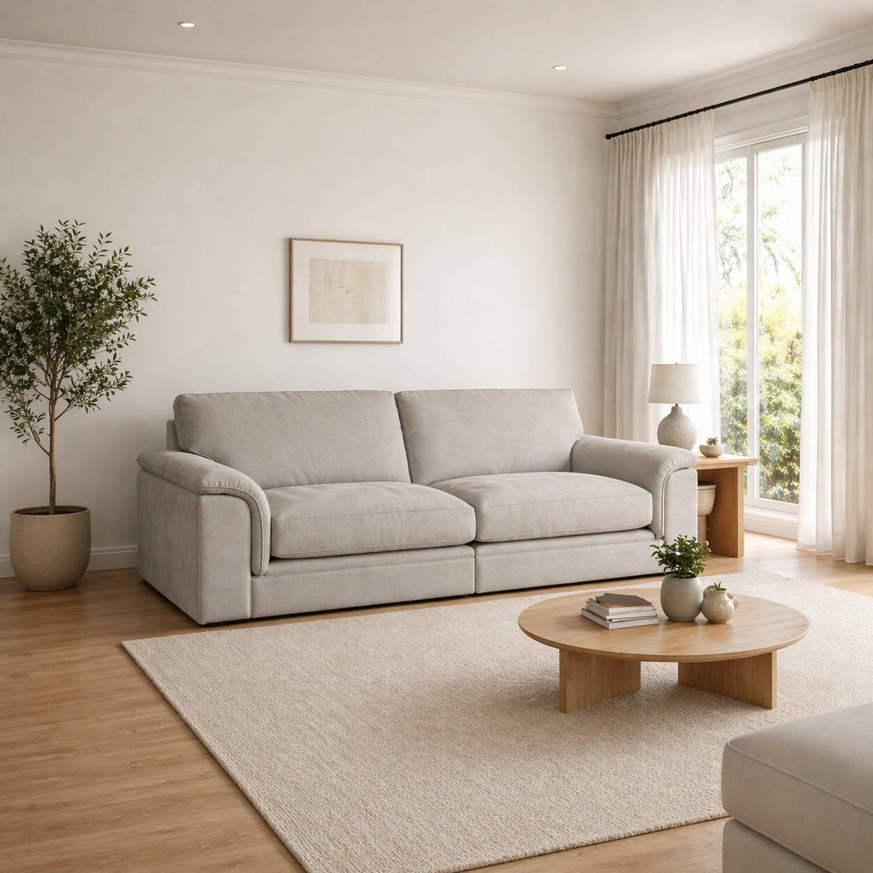 SOFA 3 PL. MOD. LORCAN TELA C/ GRIS CLARO