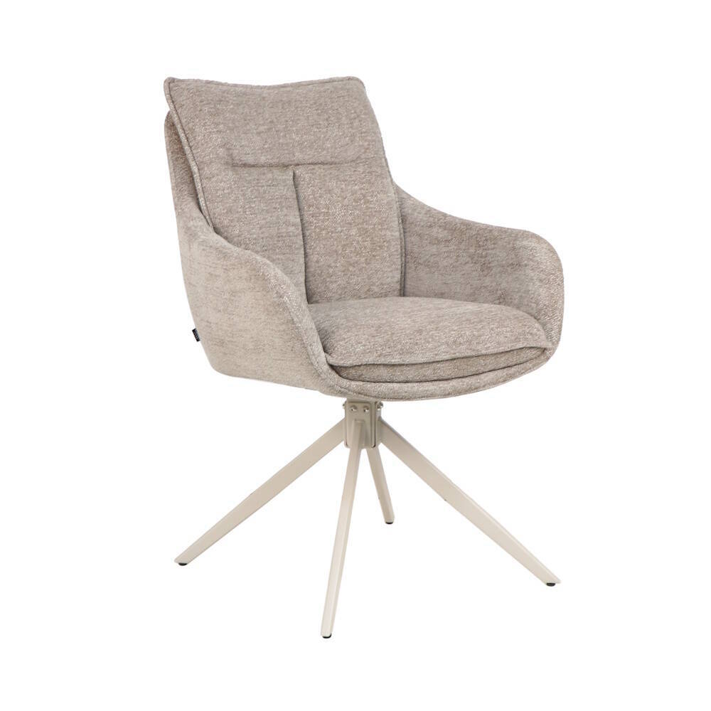 SILLA MOD. MICAELA TELA C/ BEIGE TOSTADO - PATA CREMA CAJAS DE 2 UDS - GIRATORIA 180º