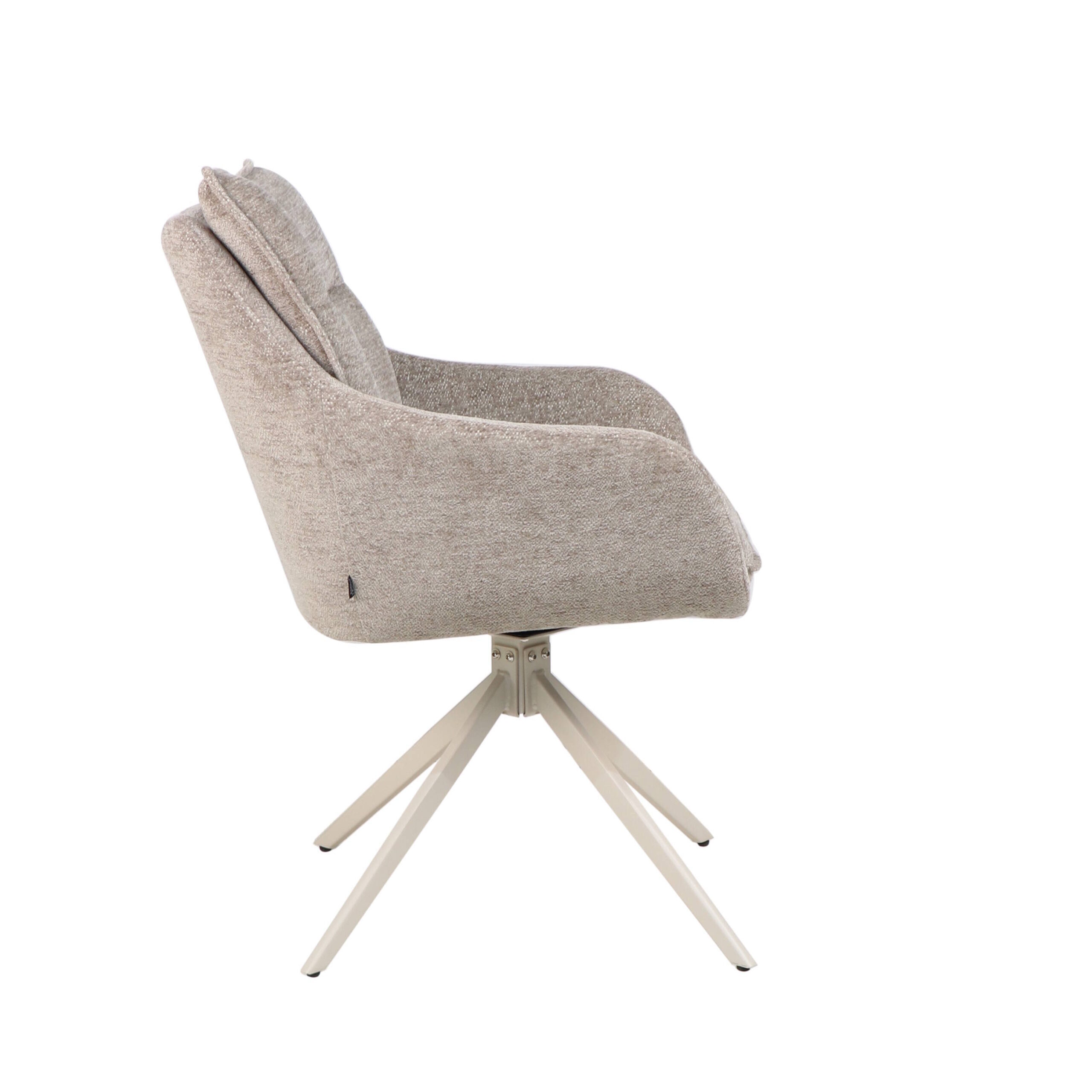 SILLA MOD. MICAELA TELA C/ BEIGE TOSTADO - PATA CREMA CAJAS DE 2 UDS - GIRATORIA 180º - Imagen 2